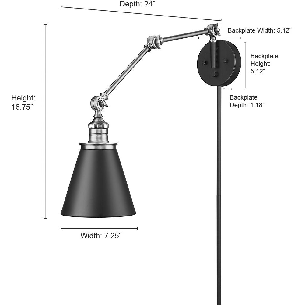 Evonne 24 inch 60.00 watt Modern Gold Swing Arm Sconce Wall Light